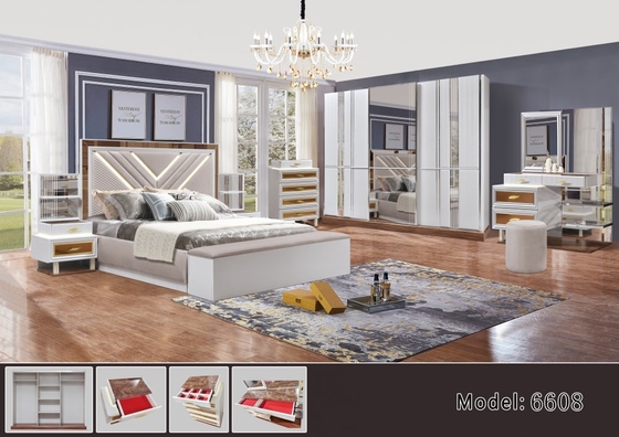 Les meubles normaux de chambre à coucher de banc argenté de lit placent le GV en bois de panneau de forces de défense principale