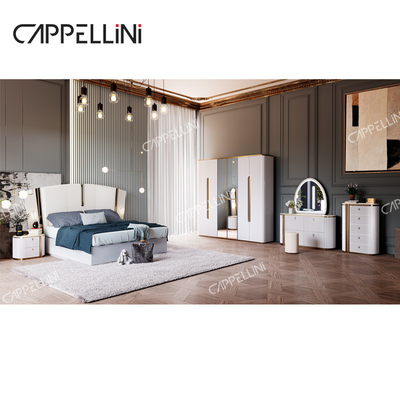 Villa moderne Blanc en bois de taille royale Chambres à coucher maison double Queen Luxe en bois ensemble de meubles de chambre complète