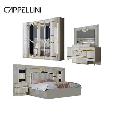 Lit double en cuir moderne de haute qualité Mdf cadre de luxe grandeur reine maison en bois meubles complets ensembles de chambre