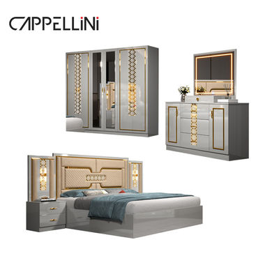 Chambre principale maison Lit en cuir double King Size en gros bon marché moderne de luxe Queen Mdf en bois ensemble de meubles de chambre complète