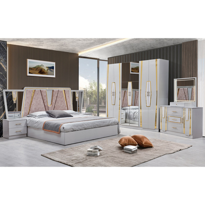 Foshan en gros cadre en bois en cuir double king size chambre à coucher maison suite en bois reine complet pas cher ensemble de meubles de chambre moderne de luxe