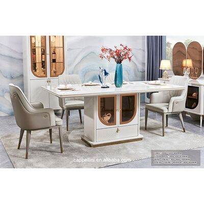 Ensemble de table et chaises de salle à manger de luxe élégant 6 places Meubles de maison Rangement Blanc Ensemble complet moderne Grand ensembles de salle à manger en bois