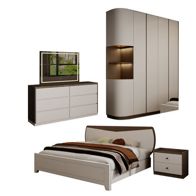 Suite de chambre principale complète en bois, King Size avec un grand espace de rangement, confortable minimaliste de luxe meubles de chambre moderne