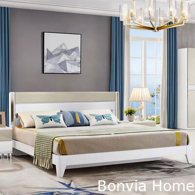 Ensembles de chambres en bois de luxe moderne meubles avec rangement couchage éclairé tête de lit et assemblage simple pour la maison hôtel appartement villa