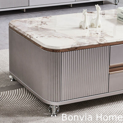 Centre de salon en bois de luxe moderne Table à café maison Meubles de grande taille de stockage Table de télévision en ardoise de marbre et table à café