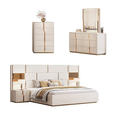 Ensemble de meubles de chambre à coucher en bois, lit king Size de luxe, Double, moderne, avec coiffeuse, commode, nouveau Design