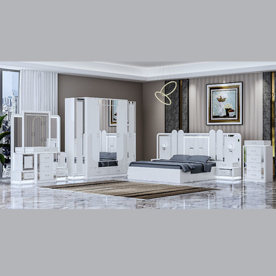 Le Roi durable Size Mirrored Bedroom d'unité centrale a placé l'hôtel de villa OEM d'ensemble de salon de 4 morceaux