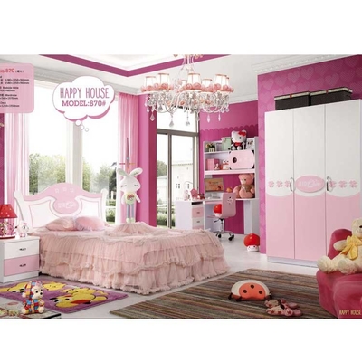 Peinture à haute brillance de Mickey Mouse Children Bedroom Sets de panneau en bois rose
