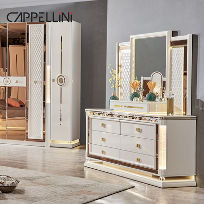 Luxe Royal Moderne cadre en bois Double lit King Size Tête de lit en cuir maison classique Reine Meubles en bois de chambre complète