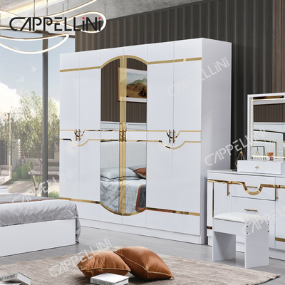 Lit de luxe en bois blanc en cuir double king size Chambre principale maison cadre en bois moderne ensemble complet de meubles de chambre