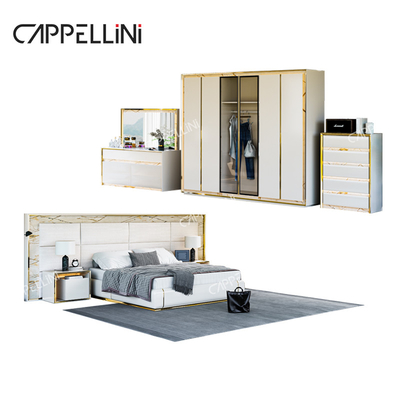 Tête de lit en cuir blanc contemporain en bois taille king lit maison double moderne de luxe en bois Mdf ensemble de meubles de chambre complète