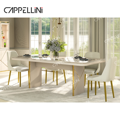 Table à manger de design moderne 4 chaises ensemble de 6 sièges mobilier de maison salon de luxe table à manger en ardoise de marbre