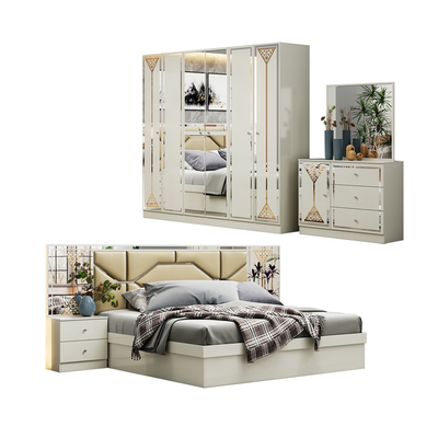 Nouveau design en gros Ensemble de chambre à coucher double en bois Luxe maison cadre en bois pas cher King Size Ensemble de chambre moderne