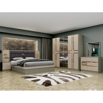 Cheap en gros de style turc en bois lit king size hôtel double cadre en bois maison moderne de luxe ensemble de meubles de chambre complète