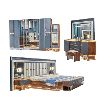Ensemble de lit double en bois de haute qualité en bois de luxe