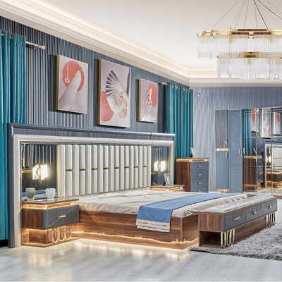 Ensemble de lit double en bois de haute qualité en bois de luxe