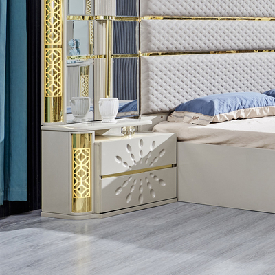 Villa de luxe moderne en bois cadre king size lit maison royale classique en bois double cuir queen ensemble de meubles de chambre complète