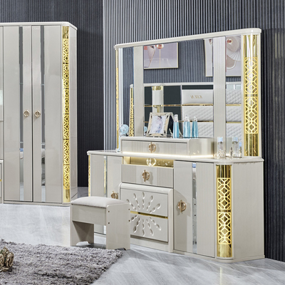 Villa de luxe moderne en bois cadre king size lit maison royale classique en bois double cuir queen ensemble de meubles de chambre complète