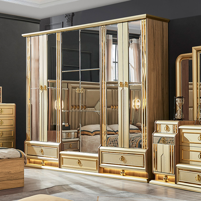 Lit en bois moderne en or king size chambre double maison royale maison de luxe en bois