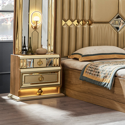 Lit en bois moderne en or king size chambre double maison royale maison de luxe en bois
