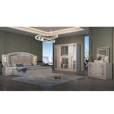 Gros de 5 pièces de meubles de chambre modernes maison appartement cadre en bois complet lit double de luxe king size