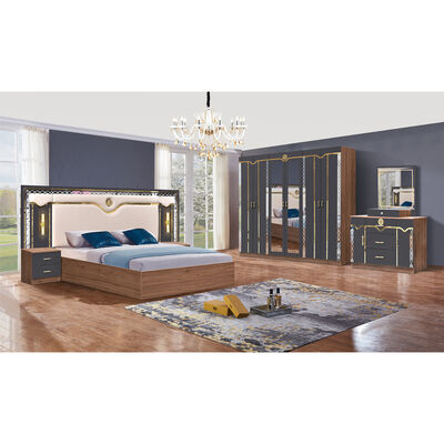 Chine en gros bon marché en bois MDF king taille lit ensemble 5 pièces chambre double moderne luxe cadre en bois chambre ensemble meubles