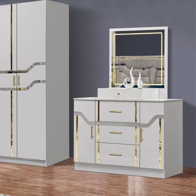 Chine en gros bon marché en bois MDF king taille lit ensemble 5 pièces chambre double moderne luxe cadre en bois chambre ensemble meubles