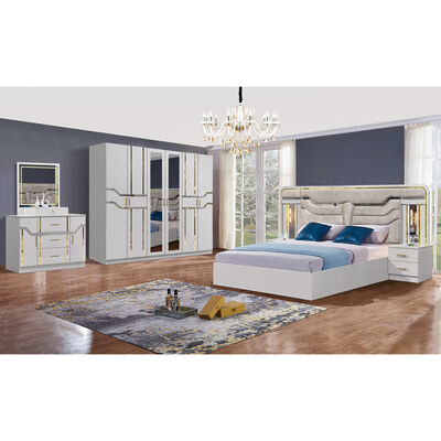 Chine en gros bon marché en bois MDF king taille lit ensemble 5 pièces chambre double moderne luxe cadre en bois chambre ensemble meubles