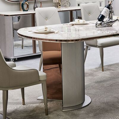 Table à manger en bois de luxe complète 6 sièges mobilier de maison de luxe grand bois table à manger en marbre moderne 4 chaises