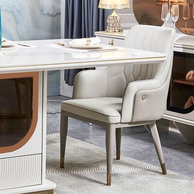 Ensemble de table et chaises de salle à manger de luxe élégant 6 places Meubles de maison Rangement Blanc Ensemble complet moderne Grand ensembles de salle à manger en bois