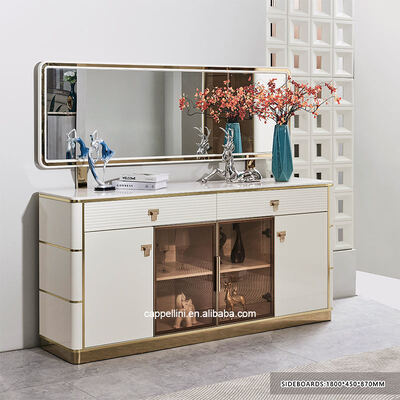 Ensemble de salle à manger de luxe moderne blanc 6 places, meubles de salle à manger en bois, ensemble complet de table à manger avec cadre en bois et 4 chaises