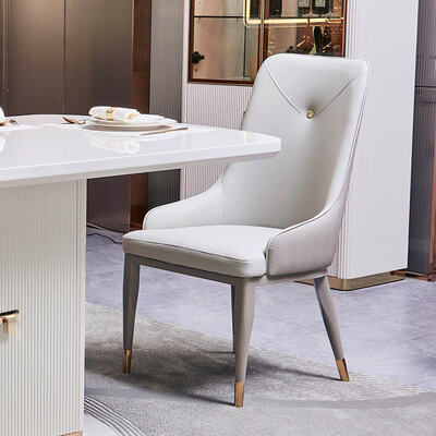 Maison moderne de luxe Table à manger et chaises en bois Ensemble de 6 places Meubles blancs Ensemble complet de salle à manger en bois