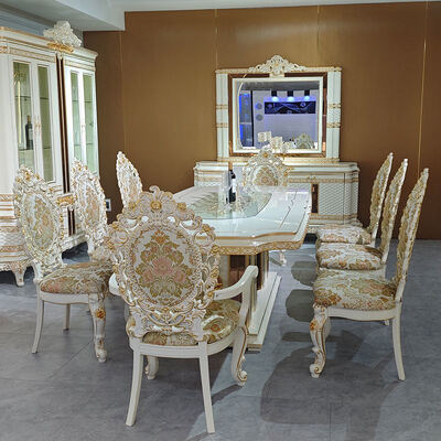 Table à manger en bois de luxe royale de style européen 8 sièges fauteuils maison meubles salle à manger grande table à manger en bois classique