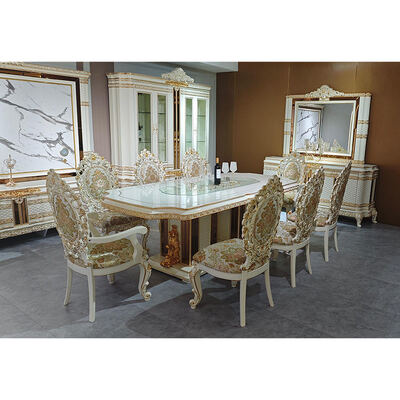 Table à manger en bois de luxe royale de style européen 8 sièges fauteuils maison meubles salle à manger grande table à manger en bois classique