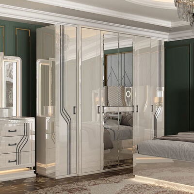 Chambre moderne pour adultes de style turc Suite à deux lits Entrepôt à la maison Armature en bois Luxe King Size Ensemble complet de meubles de chambre