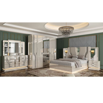 Chambre moderne pour adultes de style turc Suite à deux lits Entrepôt à la maison Armature en bois Luxe King Size Ensemble complet de meubles de chambre