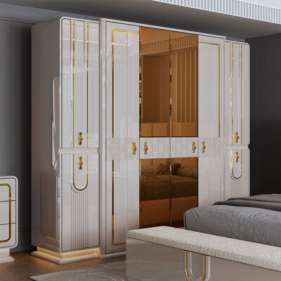 Ensemble de chambre moderne de luxe royale en bois de taille royale Chambre à coucher maison Chambre à double cadre en bois Ensemble de meubles de chambre