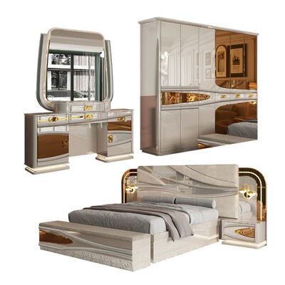 Ensembles de chambre à coucher de luxe modernes complets en gros, lit double en bois, chambre turque, cadre en bois royal, ensemble complet de meubles de chambre à coucher pour la maison