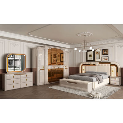 Ensembles de chambre à coucher de luxe royales de style européen, lit double moderne, rangement pour la maison, cadre en bois, ensemble complet de meubles de chambre à coucher king size