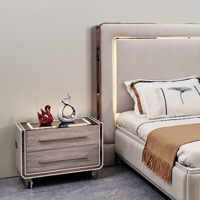 Tableau de couchage en cuir de luxe en bois cadre moderne chambre à la maison double ensemble complet de meubles de chambre