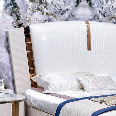 Lit en bois de luxe en cuir king size ensemble de chambre à coucher double chambre pour adultes cadre en bois ensemble de meubles de chambre moderne de luxe