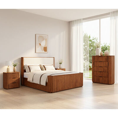 Moderne en bois massif de taille royale Ensemble de chambre à coucher Lit double Chambre maîtresse maison de rangement Cadre en bois Ensemble complet de meubles de chambre de luxe