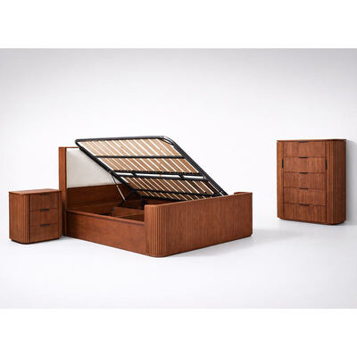 Moderne en bois massif de taille royale Ensemble de chambre à coucher Lit double Chambre maîtresse maison de rangement Cadre en bois Ensemble complet de meubles de chambre de luxe