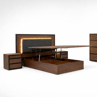 Ensemble de chambre en bois massif américain simple lit double réglable rangement de la maison cadre en bois roi taille meubles de chambre complets