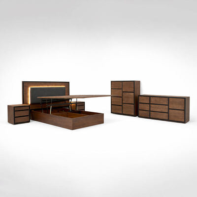 Ensemble de chambre en bois massif américain simple lit double réglable rangement de la maison cadre en bois roi taille meubles de chambre complets