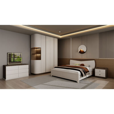 Suite de chambre principale complète en bois, King Size avec un grand espace de rangement, confortable minimaliste de luxe meubles de chambre moderne