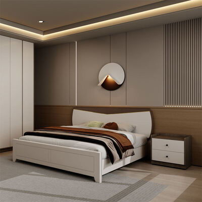 Suite de chambre principale complète en bois, King Size avec un grand espace de rangement, confortable minimaliste de luxe meubles de chambre moderne