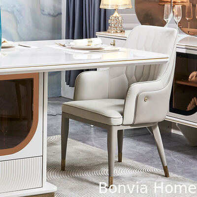 Ensemble de table et chaises de salle à manger de luxe élégant 6 places Meubles de maison Rangement Blanc Ensemble complet moderne Grand ensembles de salle à manger en bois