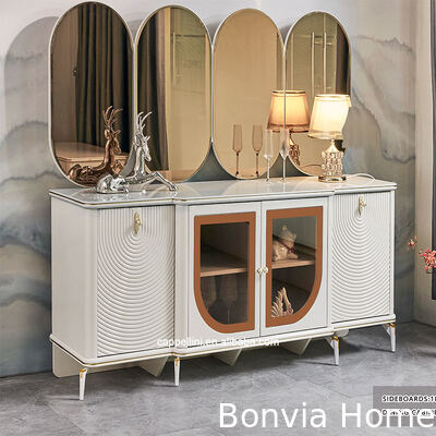 Ensemble de table et chaises de salle à manger de luxe élégant 6 places Meubles de maison Rangement Blanc Ensemble complet moderne Grand ensembles de salle à manger en bois