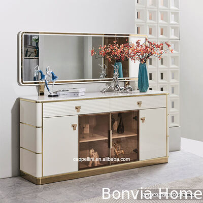 Ensemble de salle à manger de luxe moderne blanc 6 places, meubles de salle à manger en bois, ensemble complet de table à manger avec cadre en bois et 4 chaises